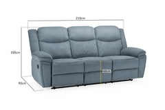 Myra Recliner Fabric 3 Seater Sofa - Grey