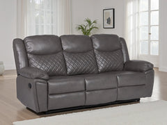Myra Recliner Leather 3 Seater Sofa - Grey