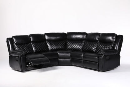 Myra Recliner Leather Large Corner Sofa Set - Black