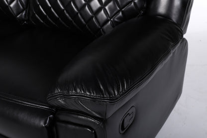 Myra Recliner Leather Large Corner Sofa Set - Black