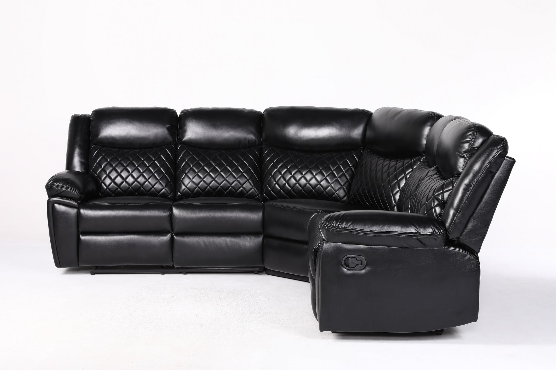 Myra Recliner Leather Large Corner Sofa Set - Black