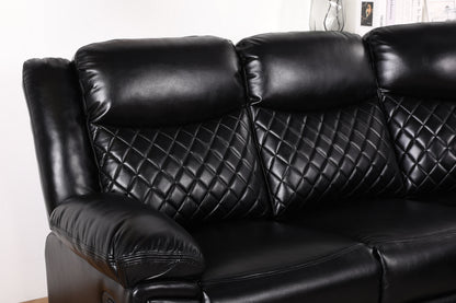 Myra Recliner Leather Large Corner Sofa Set - Black