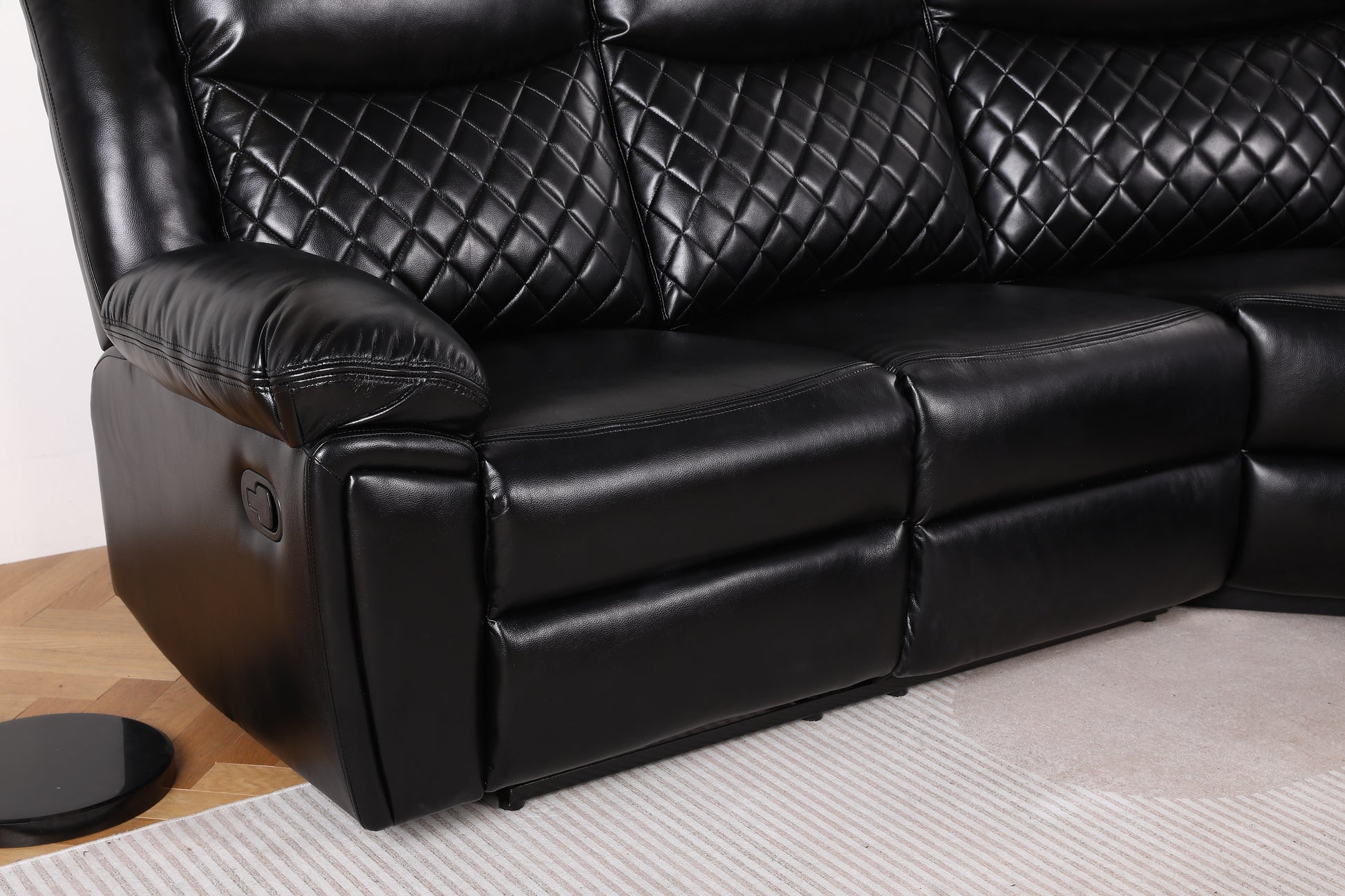 Myra Recliner Leather Large Corner Sofa Set - Black