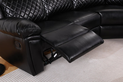 Myra Recliner Leather Large Corner Sofa Set - Black