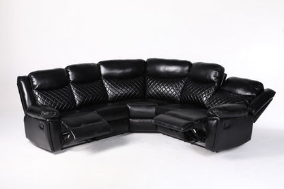 Myra Recliner Leather Large Corner Sofa Set - Black