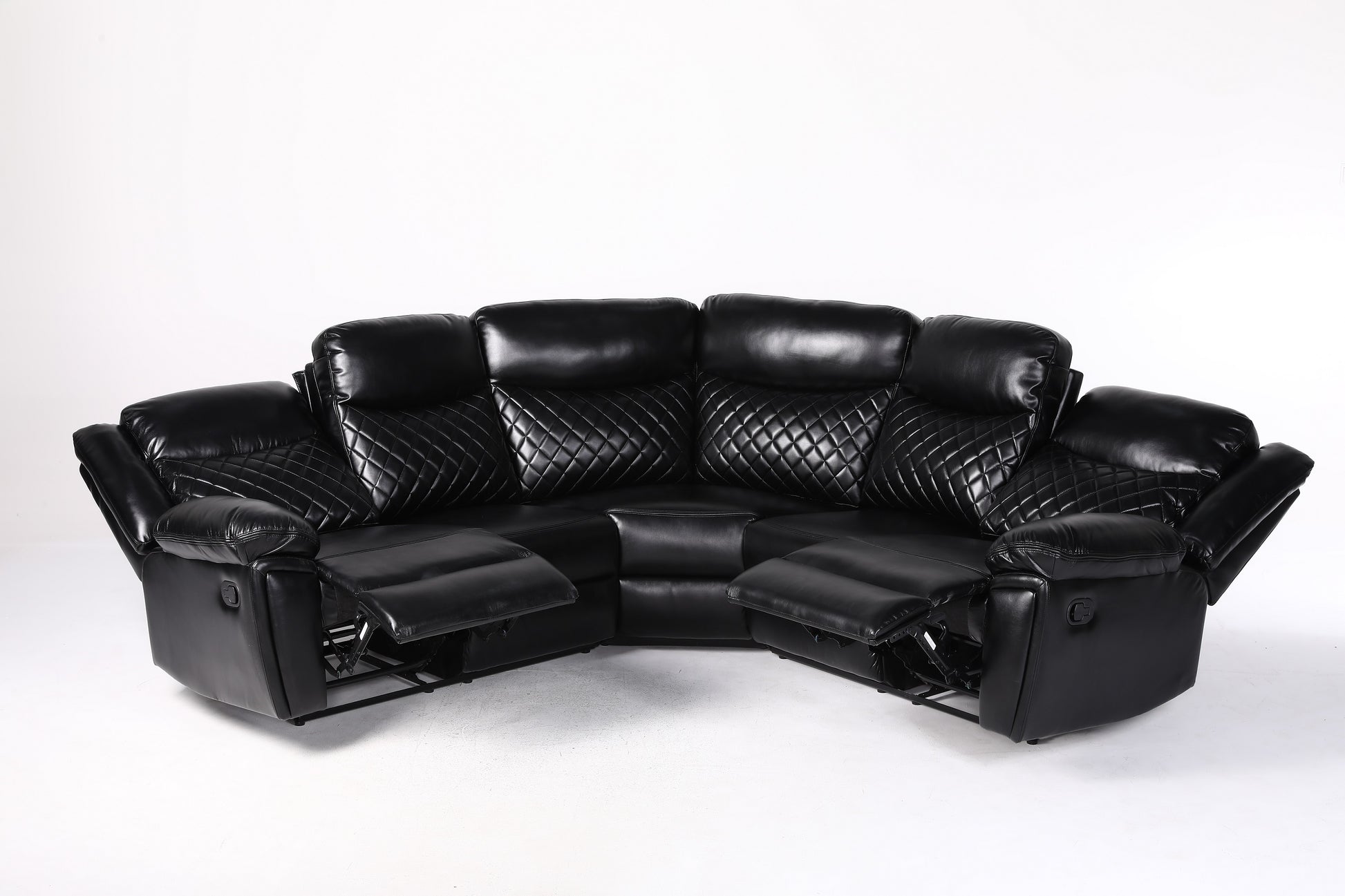 Myra Recliner Leather Large Corner Sofa Set - Black