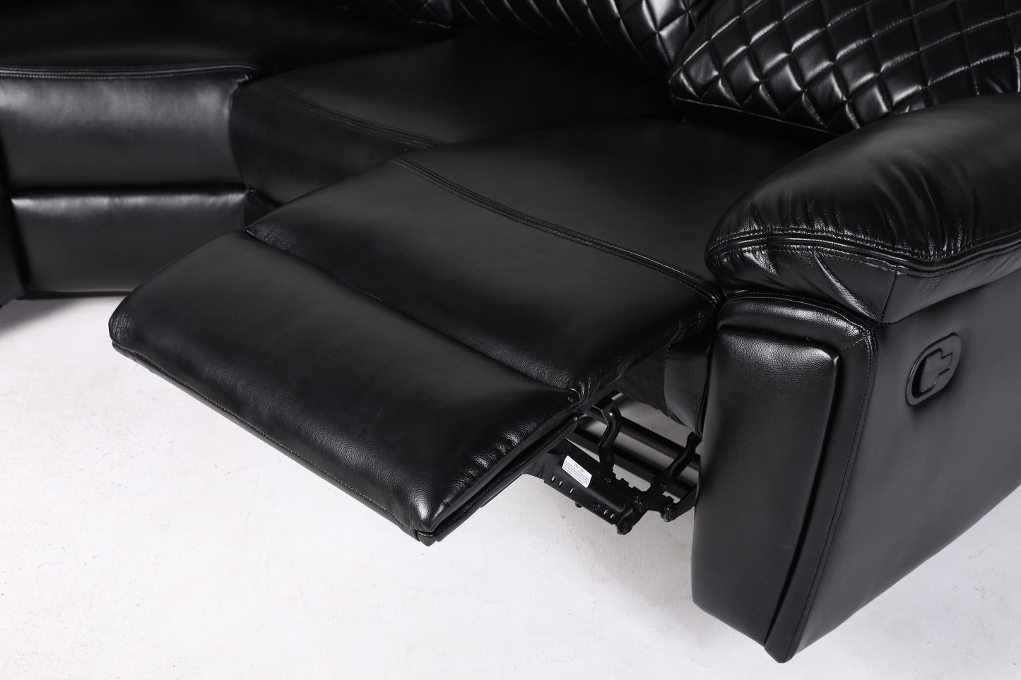 Myra Recliner Leather Large Corner Sofa Set - Black