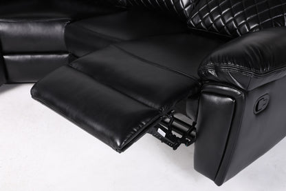 Myra Recliner Leather Large Corner Sofa Set - Black