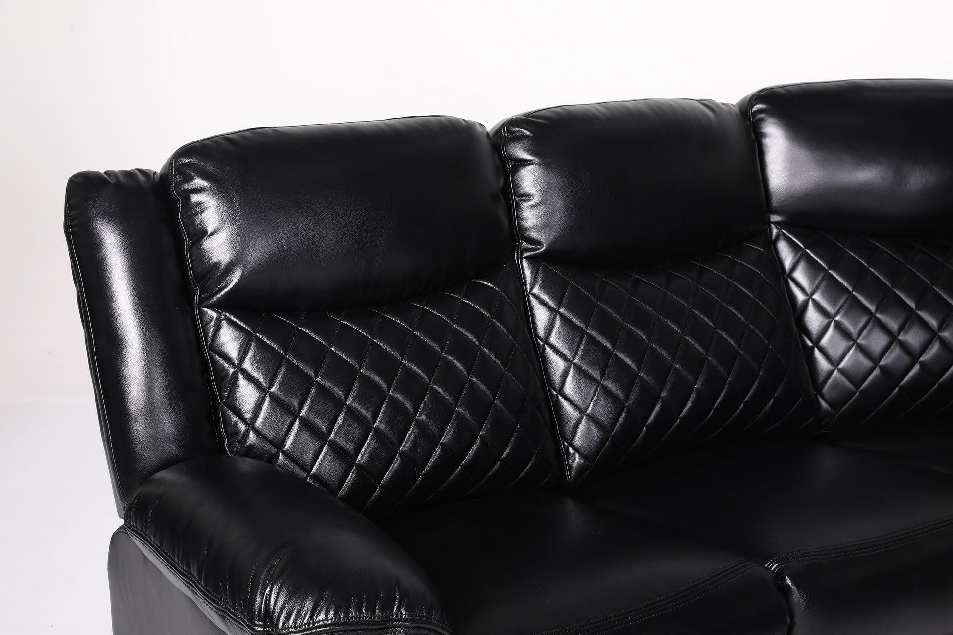 Myra Recliner Leather Large Corner Sofa Set - Black
