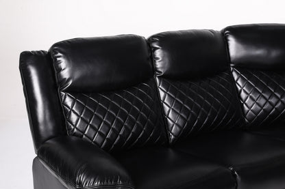 Myra Recliner Leather Large Corner Sofa Set - Black