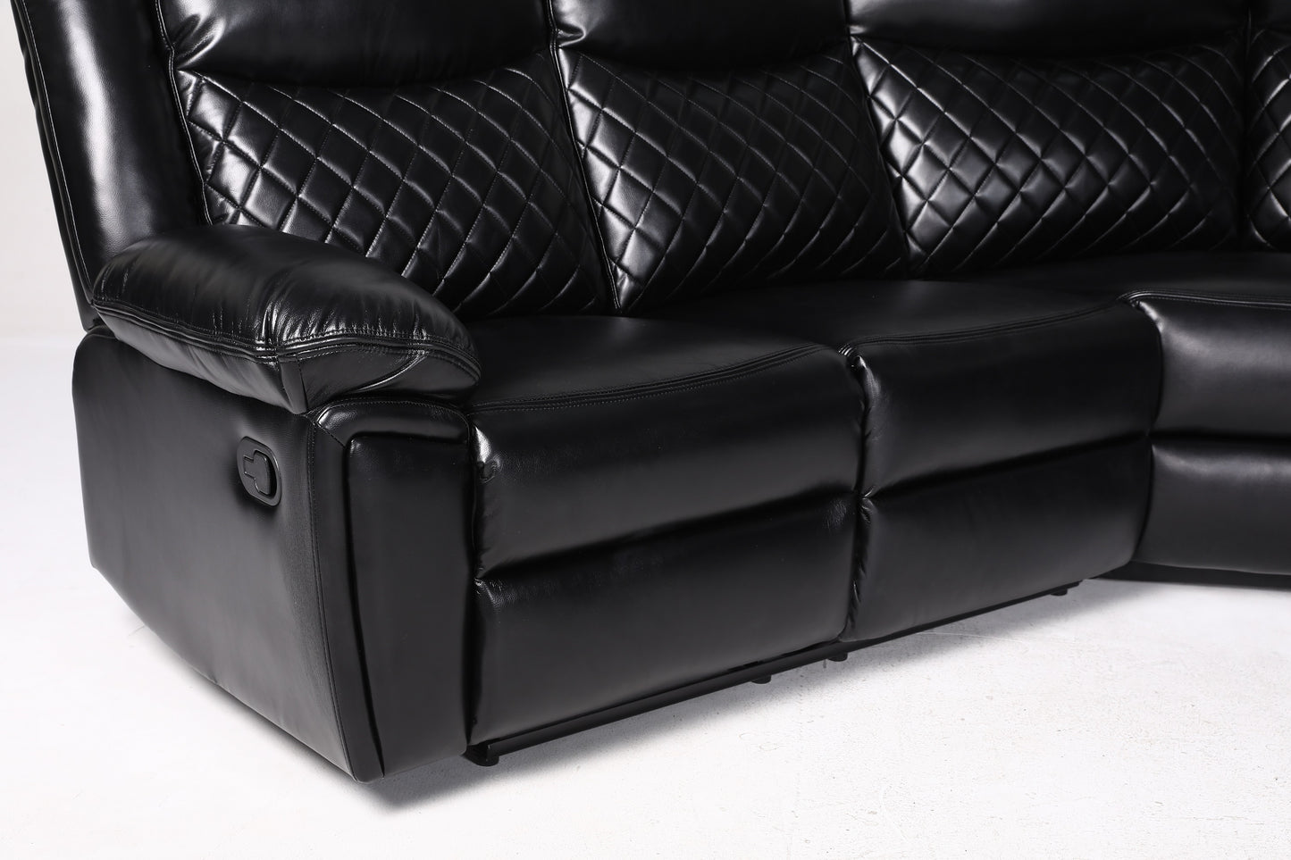 Myra Recliner Leather Large Corner Sofa Set - Black