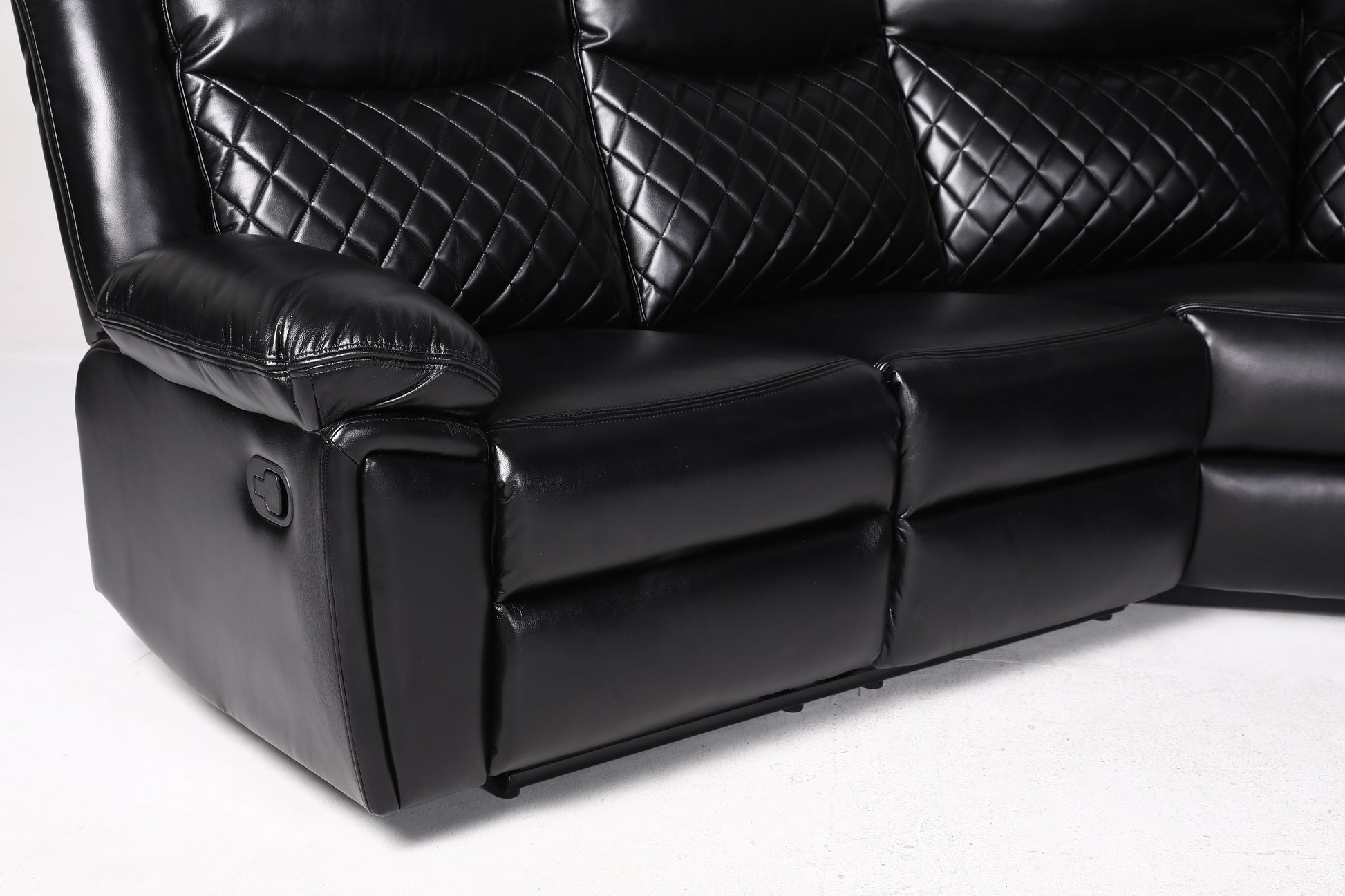 Myra Recliner Leather Large Corner Sofa Set - Black