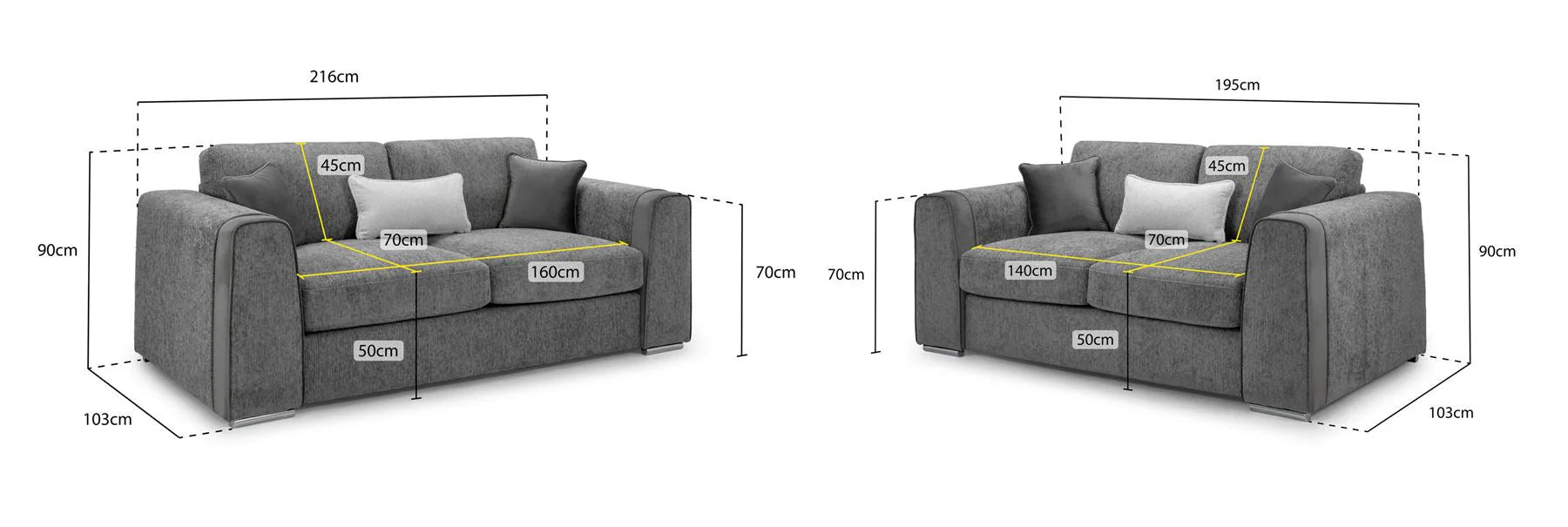 Naples 3+2 Seater Sofa Set - Grey