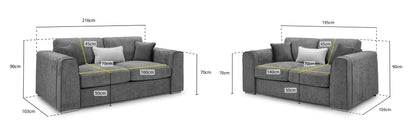 Naples 3+2 Seater Sofa Set - Grey