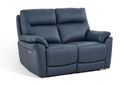 Cinecitta 2 Seater Electric Recliner Sofa - Navy Blue Leather - Image 4