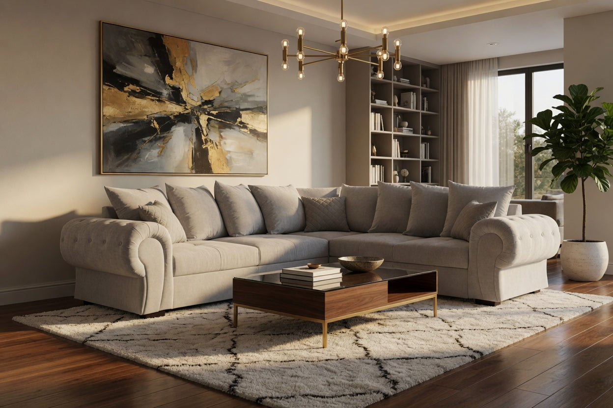 Niko Scatter Corner Sofa - Silver