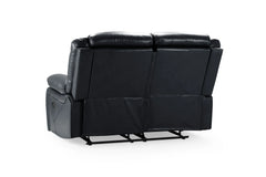 Novie Recliner Leather 2 Seater Sofa - Black
