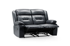 Novie Recliner Leather 2 Seater Sofa - Black