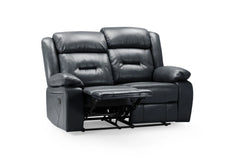 Novie Recliner Leather 2 Seater Sofa - Black