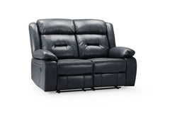 Novie Recliner Leather 2 Seater Sofa - Black