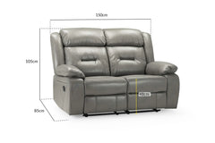 Novie Recliner Leather Sofa Grey 2 Seaterc