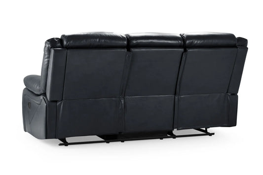 Novie Recliner Leather 3 Seater Sofa - Black
