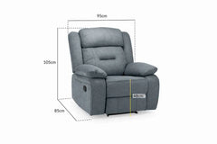 Novie Recliner Fabric Sofa 3+2+1 Set - Grey