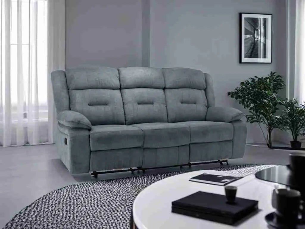 Novie Recliner Fabric Sofa 3+2+1 Set - Grey