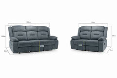 Novie Recliner Fabric Sofa 3+2+1 Set - Grey