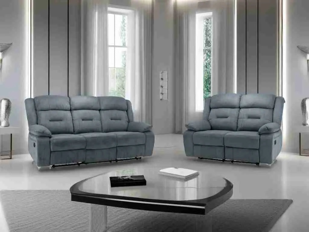 Novie Recliner Fabric Sofa 3+2+1 Set - Grey