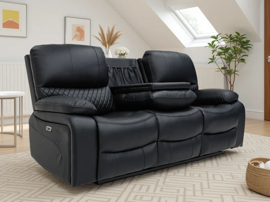 Orla Electric Recliner 3 Seater Sofa - Black