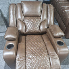 Orlando Electric Recliners Leather Arm Chair Brown - LED LIGHTS/USB PORTS
