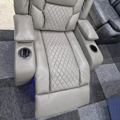 Orlando Electric Recliners Leather Arm Chair Grey - LED LIGHTS/USB PORTS
