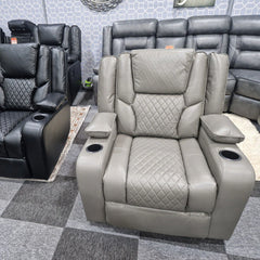 Orlando Electric Recliners Leather Arm Chair Grey - LED LIGHTS/USB PORTS