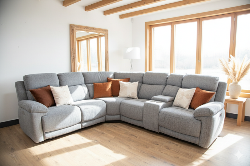 Owen Electric Recliner Corner Sofa - Grey
