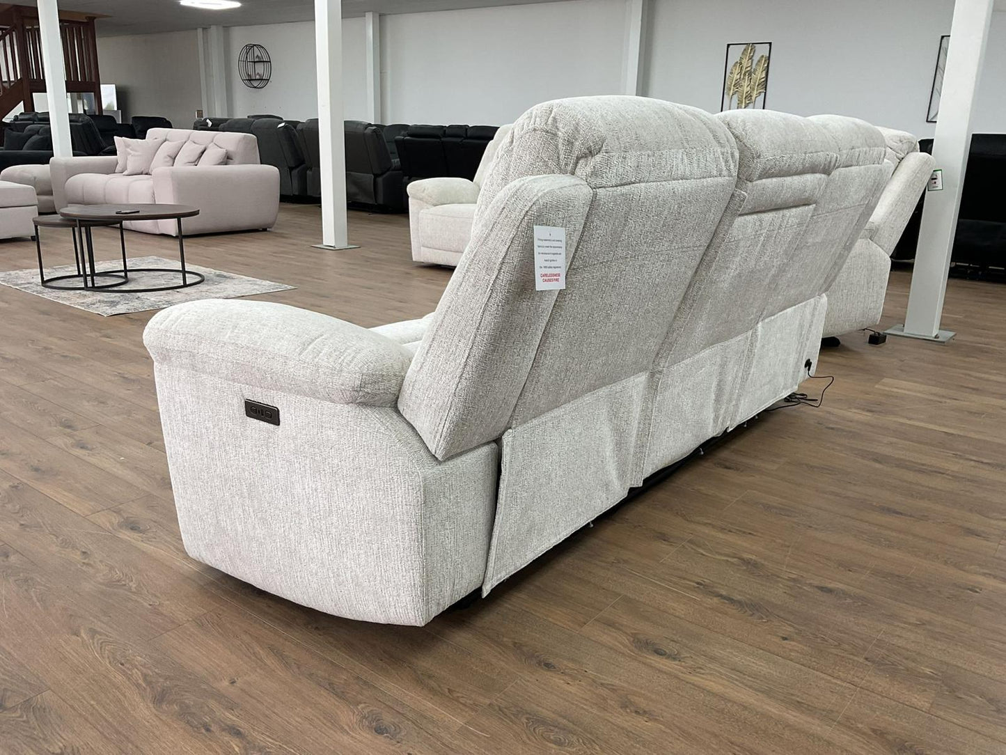 Owen Electric Recliner Sofa 3 Seater - Beige