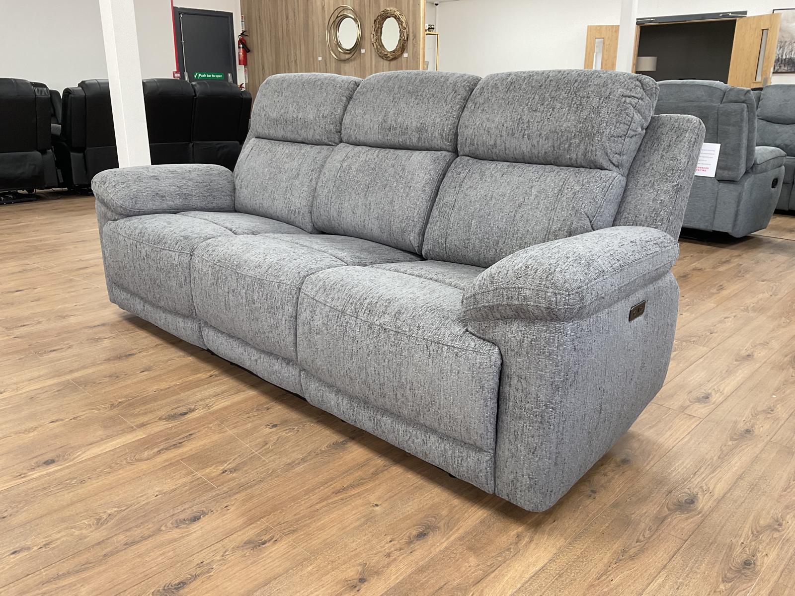 Owen Electric Recliner Sofa 3 Seater - Grey