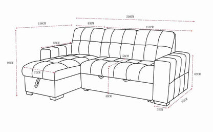 Palermo Universal Corner Sofabed With Storage - Grey