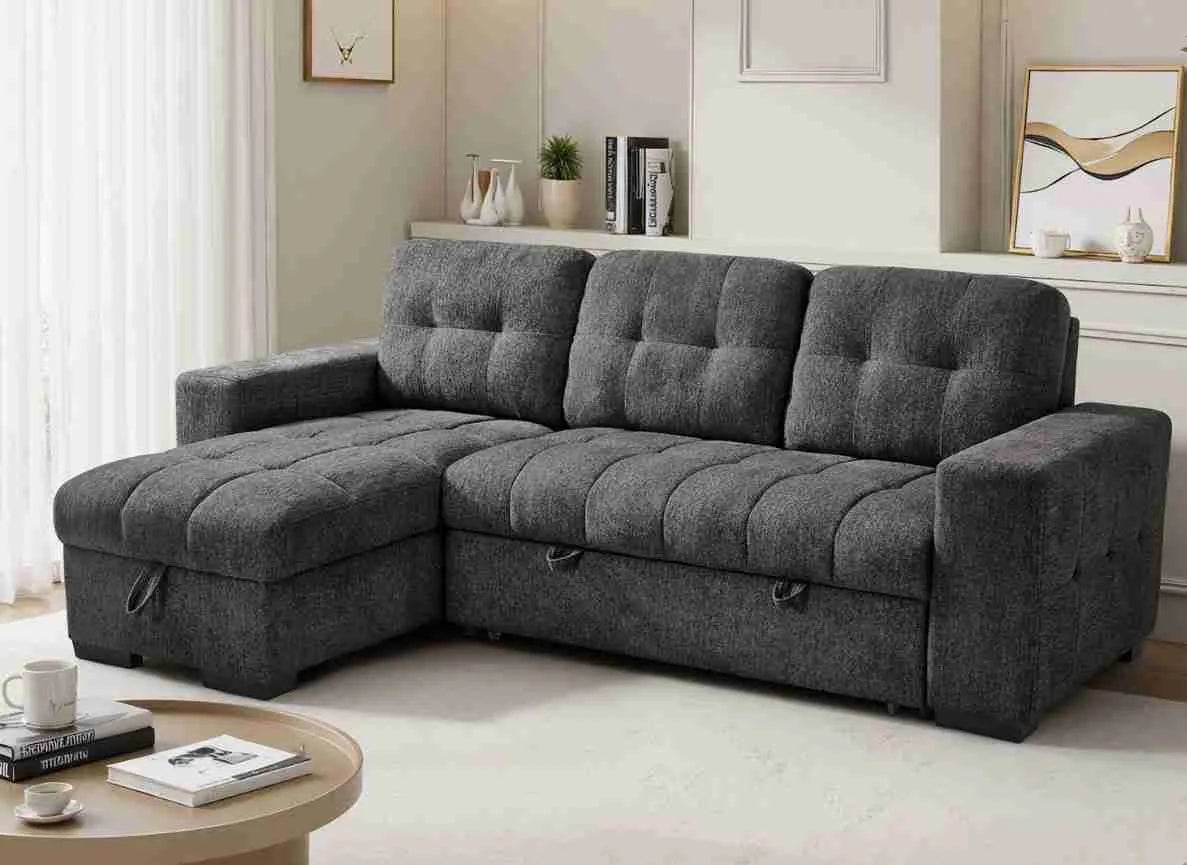 Palermo Universal Corner Sofabed With Storage - Grey
