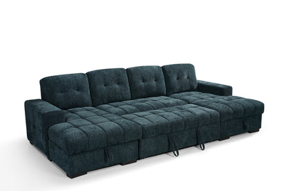 Palermo U Shape Storage Sofa Bed - Blue