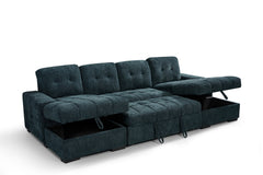 Palermo U Shape Storage Sofa Bed - Blue
