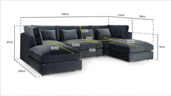 Rainsburg U Shape Corner Sofa -Slate