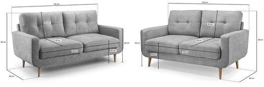 Rebekah 3+2 Seater Sofa - Grey