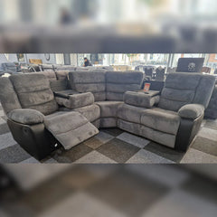 Rio Cord Fabric Recliner Corner Sofa Grey