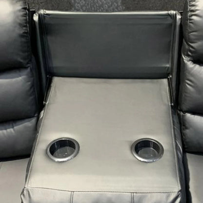 Roma Leather Recliner Sofa with Cupholders - 3+2 Seater Sofa Grey