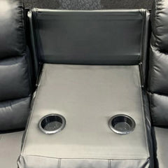 Roma Leather Recliner Sofa with Cupholders - 3+2 Seater Sofa Grey