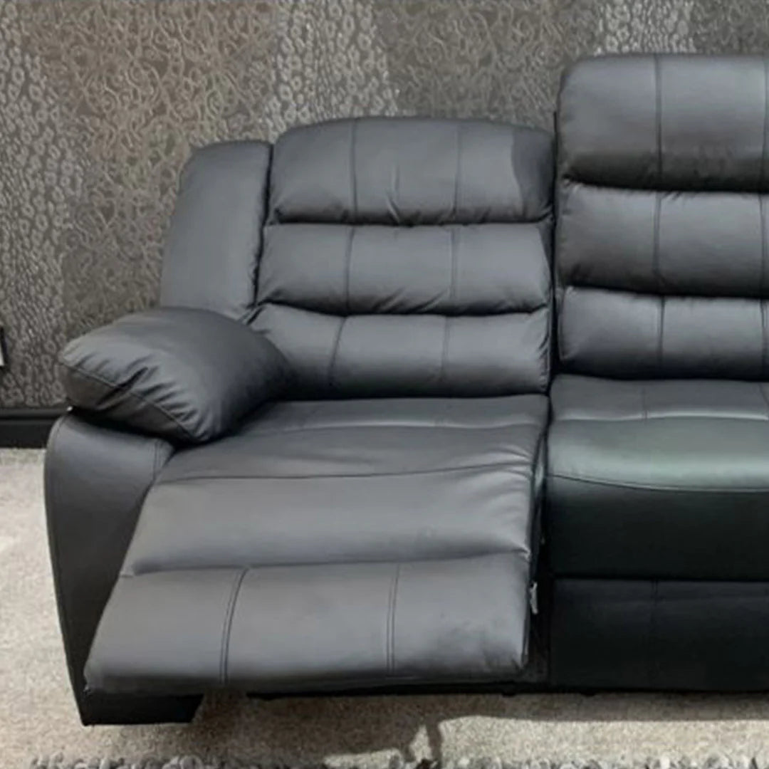 Roma Leather Recliner Sofa with Cupholders - 3+2 Seater Sofa Grey