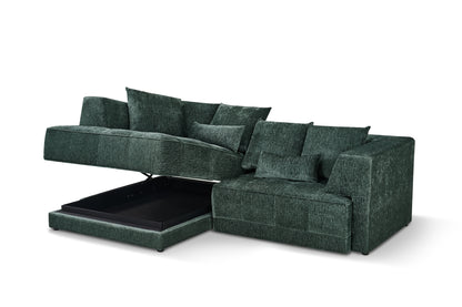 Brooklyn Electric Storage Left Hand Sofa Bed - Green Pre-Order