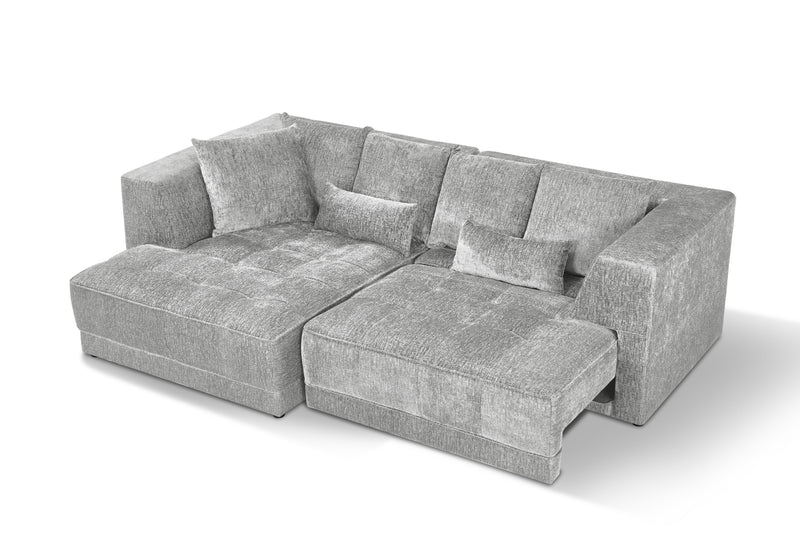Brooklyn Electric Storage Left Hand Sofa Bed - Silver