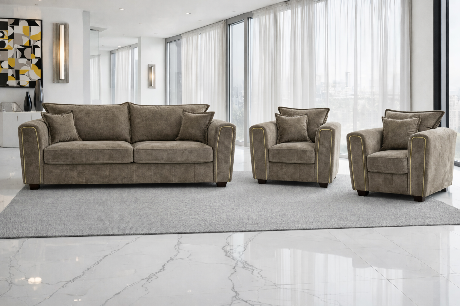 Serena 3+1+1 Seater Sofa - Brown